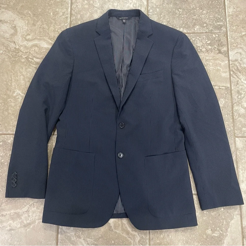 Banana Republic Blazer Mens 38 Regular Slim Fit Marzotto Wool Silk Jacket Stripe